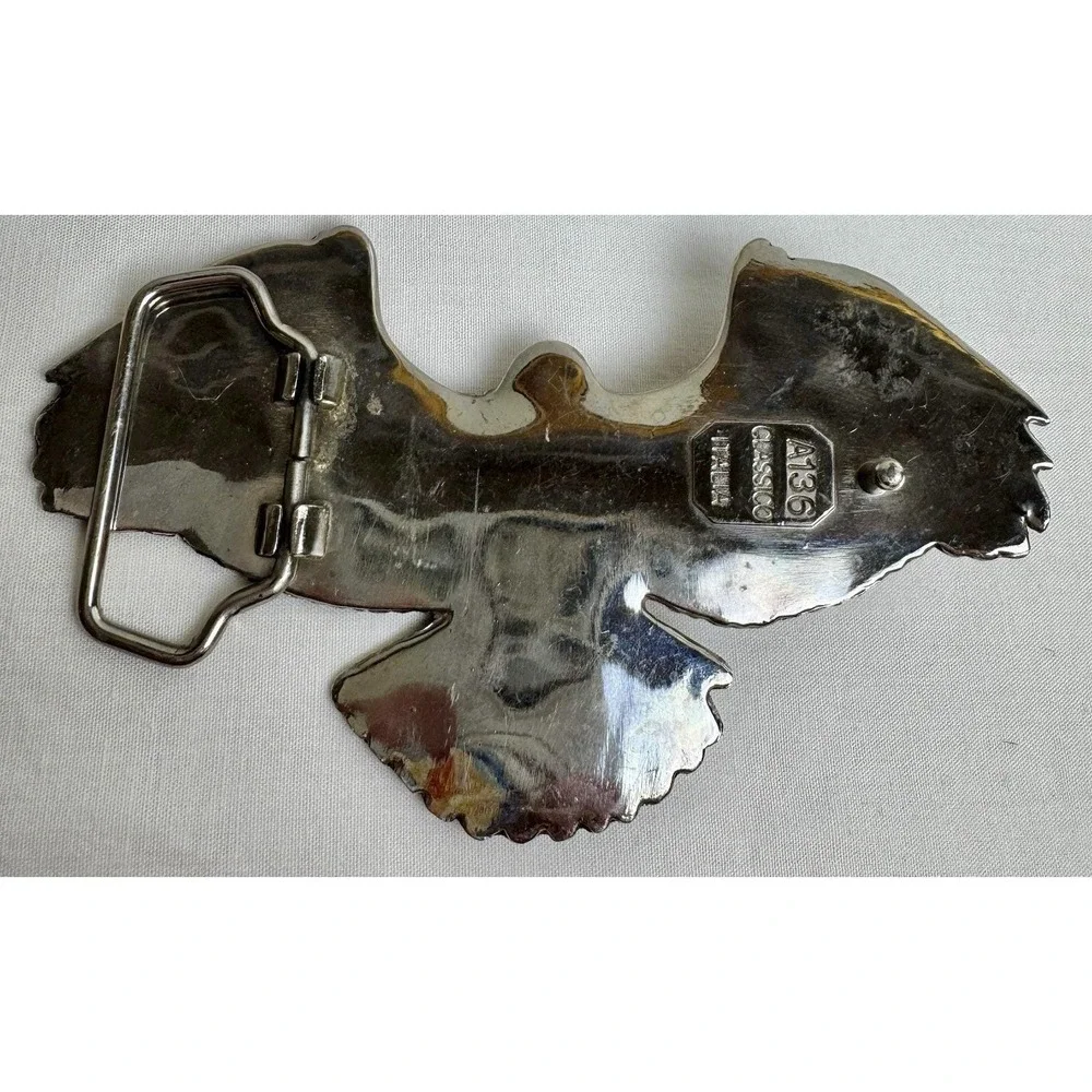 Classico‎ Italia A136 Silver Eagle Belt Buckle Made in Italy Vintage Western 5in